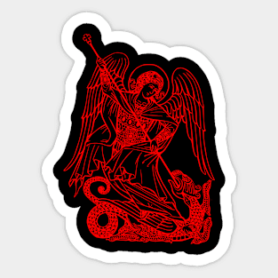 Saint Michael vanquishing the dragon (red neon) Sticker